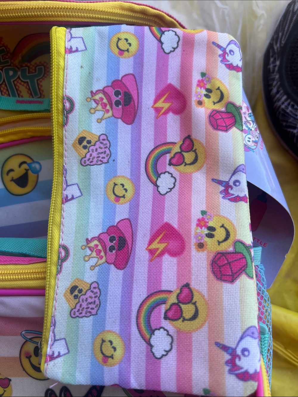 Kids Emoji Unicorn Backpack and Pencil Case - Pink - Picture 2 of 8